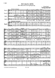 Ave maris stella, S.34: For male choir and organ by Франц Лист