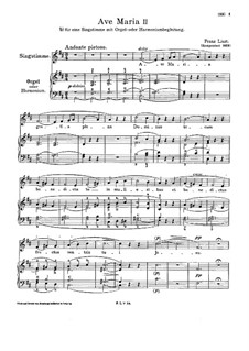 Ave Maria II, S.38: Партитура by Франц Лист