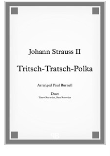 Трик-Трак. Полька, Op.214: For duet: Tenor and Bass recorder by Иоганн Штраус (младший)