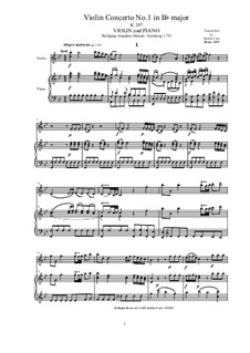 Концерт для скрипки с оркестром No.1 си-бемоль мажор, K.207: Score and part by Вольфганг Амадей Моцарт