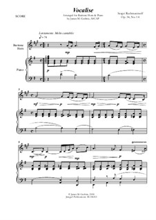 Вокализ, Op.34 No.14: For Baritone Horn and Piano by Сергей Рахманинов