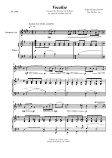 Вокализ, Op.34 No.14: For Baritone Sax and Piano by Сергей Рахманинов