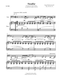 Вокализ, Op.34 No.14: For Tuba and Piano by Сергей Рахманинов