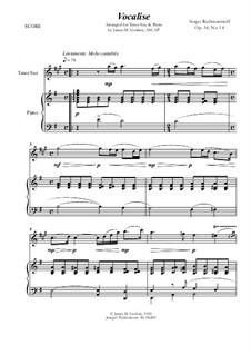 Вокализ, Op.34 No.14: For Tenor Sax and Piano by Сергей Рахманинов