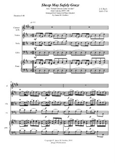 Sheep May Safely Graze: For clarinet and piano quartet by Иоганн Себастьян Бах