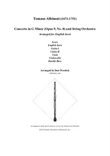 Concerto No.8 in g minor: For english horn and string orchestra – score, parts by Томазо Альбинони
