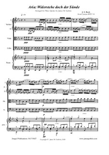 Widerstehe doch der Sünde, BWV 54: For piano quintet by Иоганн Себастьян Бах