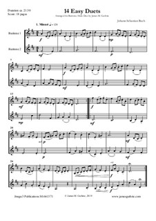 14 Easy Duets: For Baritone Horns by Иоганн Себастьян Бах