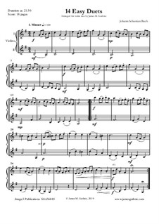 14 Easy Duets: For Violins by Иоганн Себастьян Бах