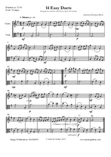 14 Easy Duets: For Violin & Viola by Иоганн Себастьян Бах