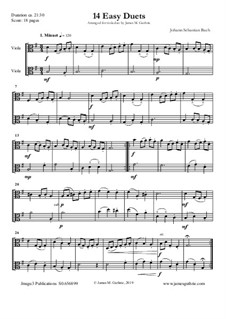 14 Easy Duets: For Violas by Иоганн Себастьян Бах