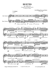 Duetto, Wq.140: For Alto & Bass Clarinet by Карл Филипп Эммануил Бах