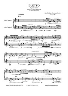 Duetto, Wq.140: For Alto Clarinets by Карл Филипп Эммануил Бах