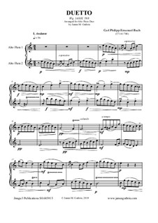 Duetto, Wq.140: For Alto Flutes by Карл Филипп Эммануил Бах