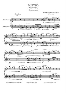 Duetto, Wq.140: For Bass Flutes by Карл Филипп Эммануил Бах