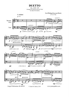 Duetto, Wq.140: For Baritone Horn & Tuba by Карл Филипп Эммануил Бах
