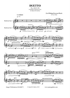 Duetto, Wq.140: For Baritone Saxophones by Карл Филипп Эммануил Бах