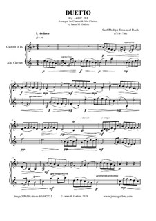 Duetto, Wq.140: For Clarinet & Alto Clarinet by Карл Филипп Эммануил Бах