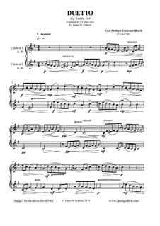 Duetto, Wq.140: For Clarinets by Карл Филипп Эммануил Бах