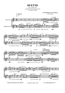 Duetto, Wq.140: For Tenor & Baritone Sax by Карл Филипп Эммануил Бах