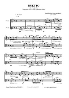 Duetto, Wq.140: For Violin & Viola by Карл Филипп Эммануил Бах