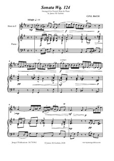 Соната для флейты и клавесина ми минор, H 551 Wq 124: For french horn and piano by Карл Филипп Эммануил Бах