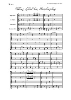 Ring, little Bell (Kling Glöckchen klingelingeling): For Saxophone Quartet by folklore