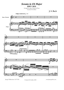 Соната для флейты и клавесина No.2 ми-бемоль мажор, BWV 1031: For Bass Clarinet and Piano by Иоганн Себастьян Бах