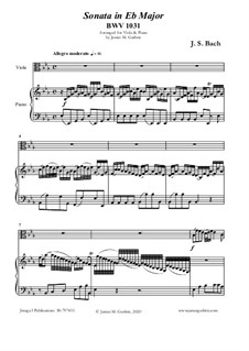 Соната для флейты и клавесина No.2 ми-бемоль мажор, BWV 1031: Для альта и фортепиано by Иоганн Себастьян Бах