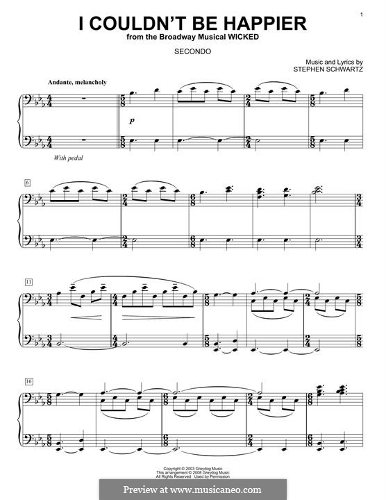 I Couldn't Be Happier: Для фортепиано в 4 руки by Stephen Schwartz