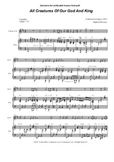 All Creatures of Our God and King: For Bb-Clarinet solo and Piano by folklore