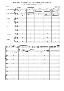 Концерт для двух скрипок, виолончели и струнных No.11 ре минор, RV 565: Партитура by Антонио Вивальди
