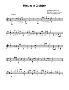 No.4 Менуэт соль мажор, BWV Anh.114: For guitar (notation only) by Иоганн Себастьян Бах