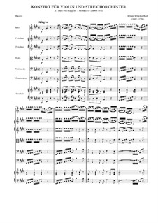 Концерт для скрипки, струнных и бассо континуо No.2 ми мажор, BWV 1042: Партитура by Иоганн Себастьян Бах