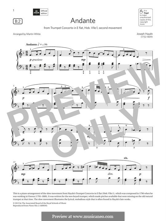 Струнный квартет фа мажор, Hob.III/17 Op.3 No.5: Movement II, for piano (fragment) by Йозеф Гайдн