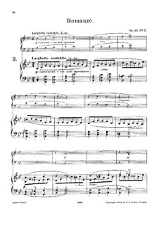 Шесть маленьких мелодических пьес для фисгармонии и фортепиано, Op.40: No.3 Романс – партитура by Гораций Уодхэм Николл