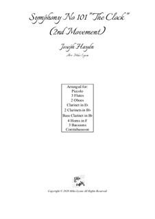 Симфония No.101 ре мажор 'Часы', Hob.I/101: Movement II, for wind choir by Йозеф Гайдн