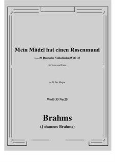 No.22-28: No.25 Mein Madel hat einen Rosenmund (D flat Major) by Иоганнес Брамс