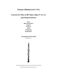 Concerto No.11 in B Flat Major: Score and parts by Томазо Альбинони