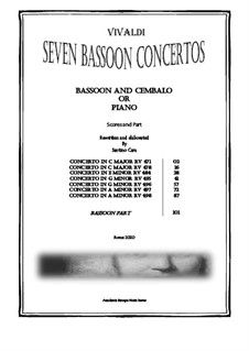 Seven Concertos for Bassoon and Cembalo (or Piano) - Scores and Part: Seven Concertos for Bassoon and Cembalo (or Piano) - Scores and Part by Антонио Вивальди