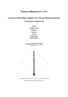 Concerto No.11 in B Flat Major: Version for english horn and string orchestra – score, parts by Томазо Альбинони
