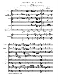 Concerto for Two Violins and Strings in A Minor, RV 523: Score, parts by Антонио Вивальди