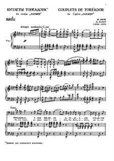 Куплеты Тореадора: Для голоса и фортепиано by Жорж Бизе