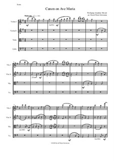 Canon on Ave Maria: Для струнного квартета by Вольфганг Амадей Моцарт