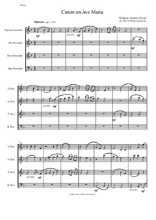 Canon on Ave Maria: For recorder quartet by Вольфганг Амадей Моцарт