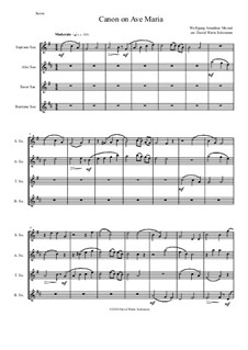 Canon on Ave Maria: For saxophone quartet by Вольфганг Амадей Моцарт