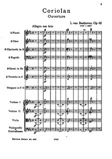 Увертюра Кориолан, Op.62: Партитура by Людвиг ван Бетховен