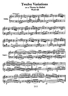 Двенадцать вариаций на тему менуэта из балета 'Le nozze disturbate' Гейбеля, WoO 68: Для фортепиано by Людвиг ван Бетховен