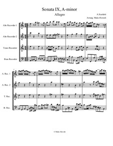Sonata IX: 1. Allegro (recorders AATB) by Алессандро Скарлатти