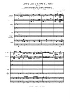 Концерт для двух виолончелей и струнных соль минор, RV 531: Score, parts by Антонио Вивальди